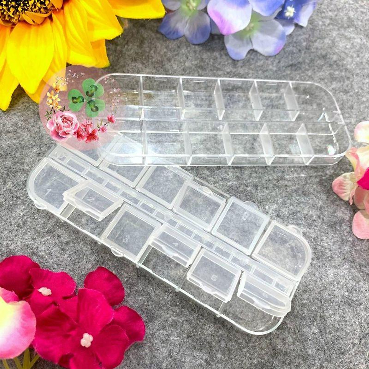 Khay đựng đá nail 12 ô, hộp đựng đá