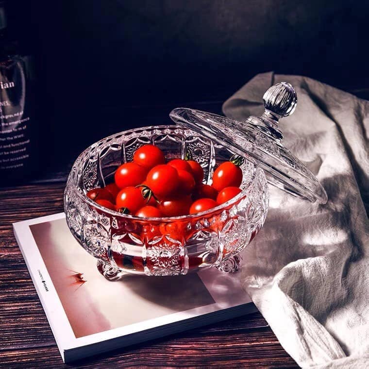 Thố thủy tinh màu trắng, đựng mứt tết, bánh kẹo đa năng