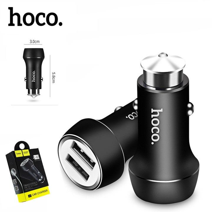 Tẩu sạc ô tô, xe hơi nhãn hiệu Hoco Z7 dòng ra 2.4A ( Màu đen)