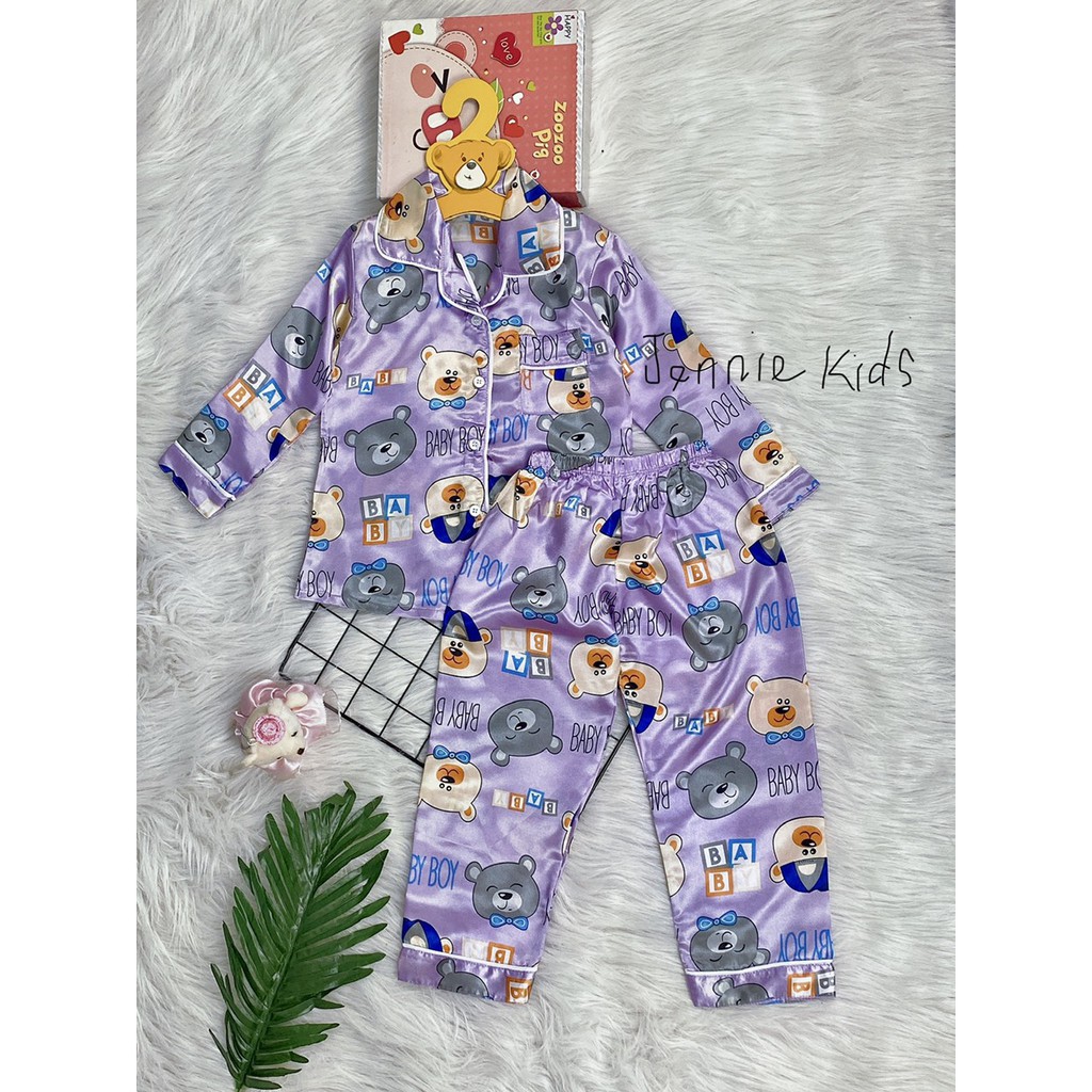 [HCM]J341 Bộ Pijama Phi Lụa Bé Gái Size Đại 10-50Kg