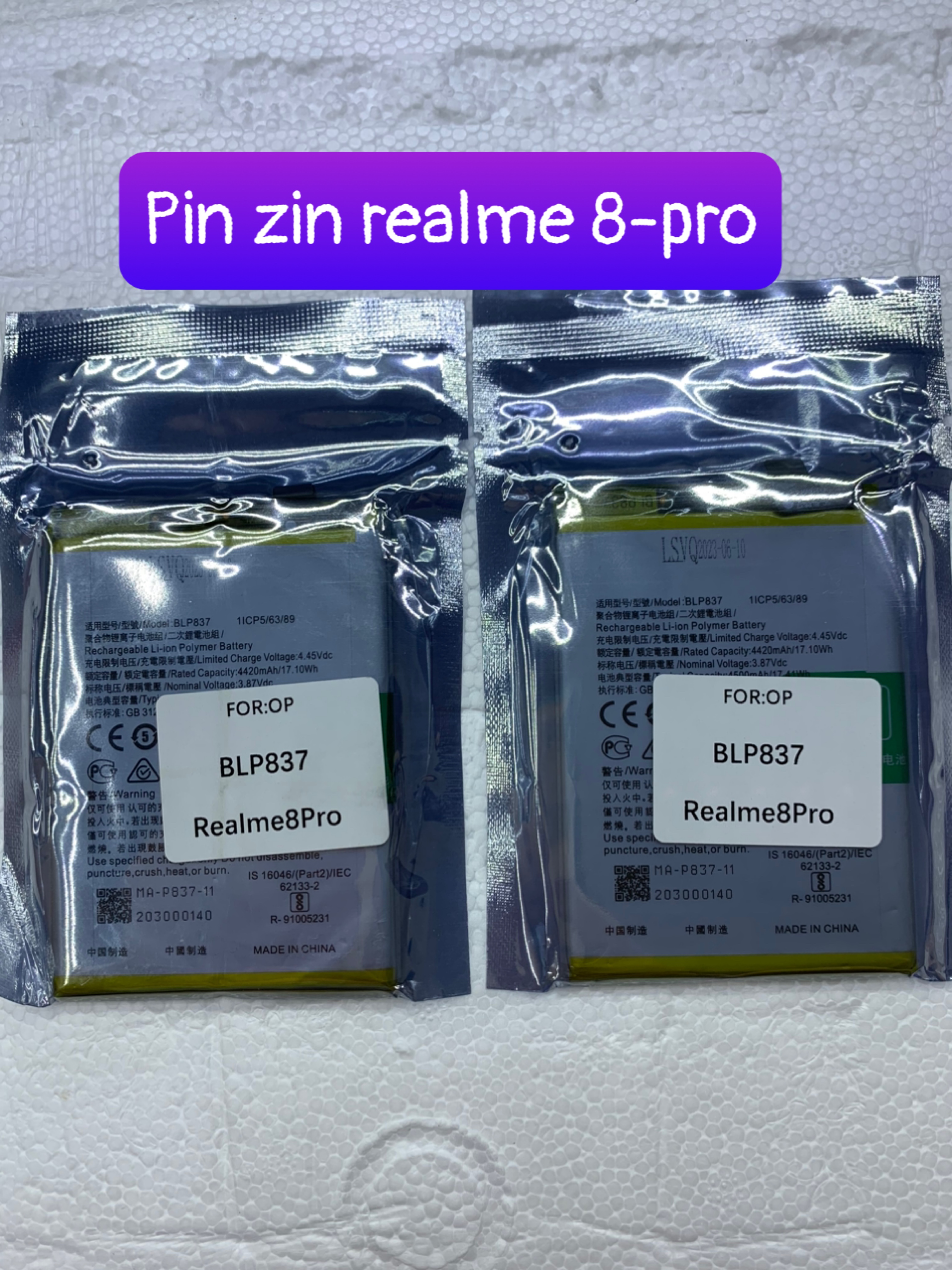 Pin zin mới điện thoại realme 8 pro-pin loại 1 có bảo hành-blp 837