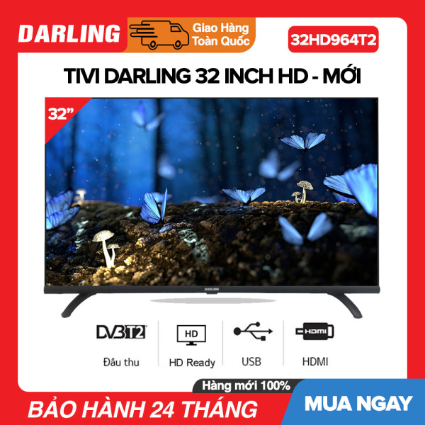Bảng giá [Sản Phẩm Mới] Tivi Led Darling 32 inch HD Tràn Viền - Model 32HD964T2 HD Ready, Tích hợp truyền hình kĩ thuật số DVB-T2, Âm thanh Dolby Surround, Tivi Giá Rẻ - Bảo Hành 2 Năm Toàn Quốc