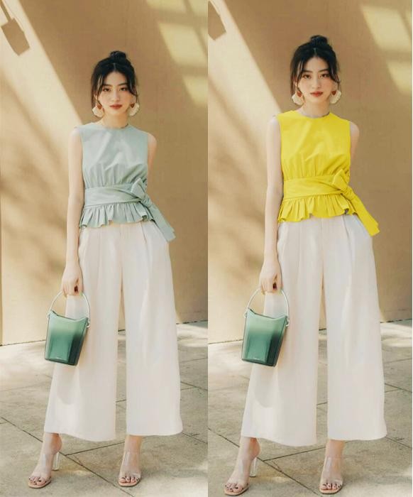 SET QUẦN ỐNG RỘNG +ÁO THẮT NƠ RUBY