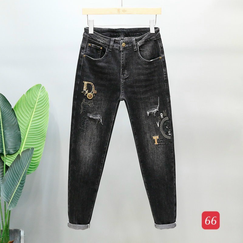 Quần jean nam rách cào xước thêu màu đen phong cách thời trang YOUNGSTORE QJ160