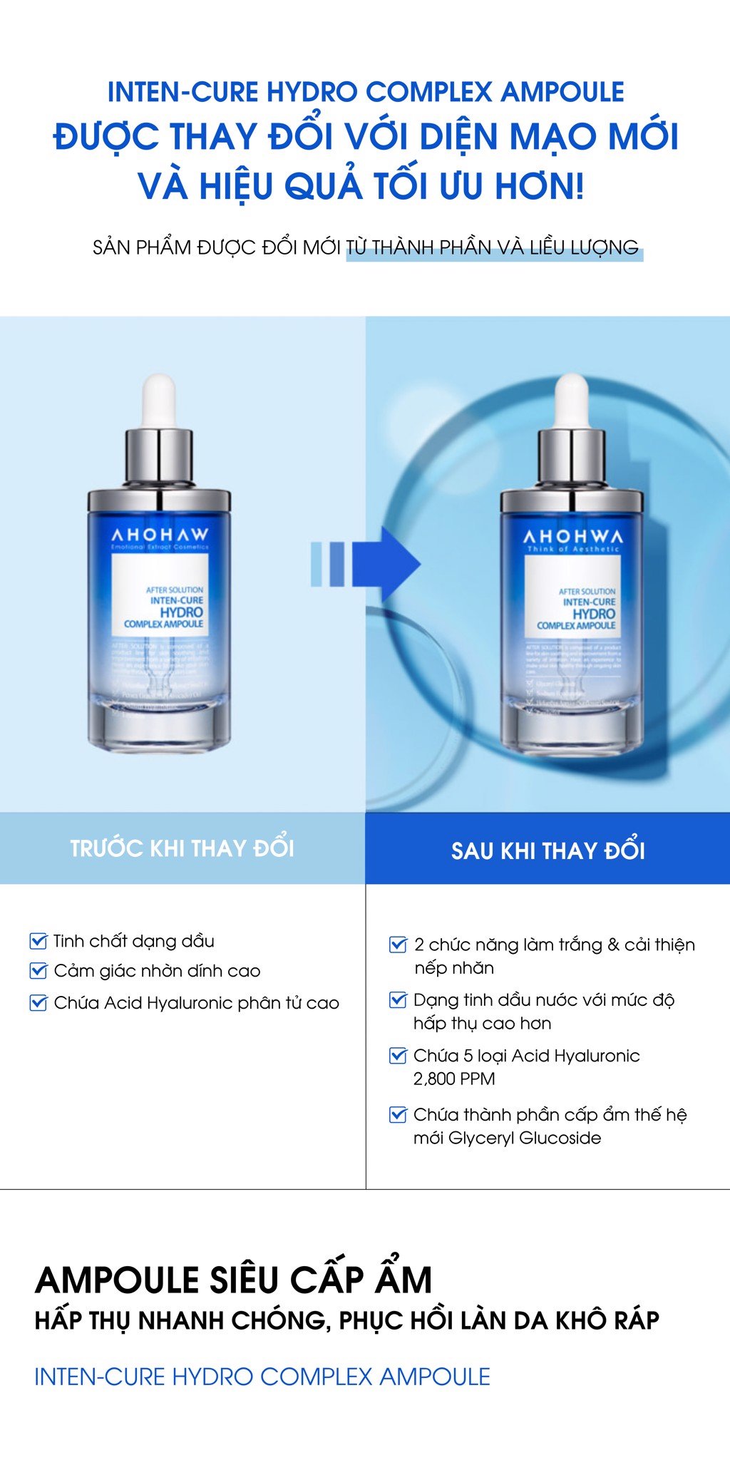 [Tặng quà] Tinh Chất Cấp Ẩm Ahohwa Inten-Cure Hydro Complex Ampoule (50ml)