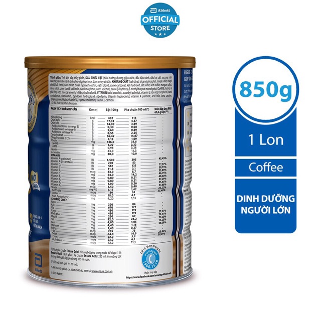 Sữa Ensure Gold Hương Coffee 850G