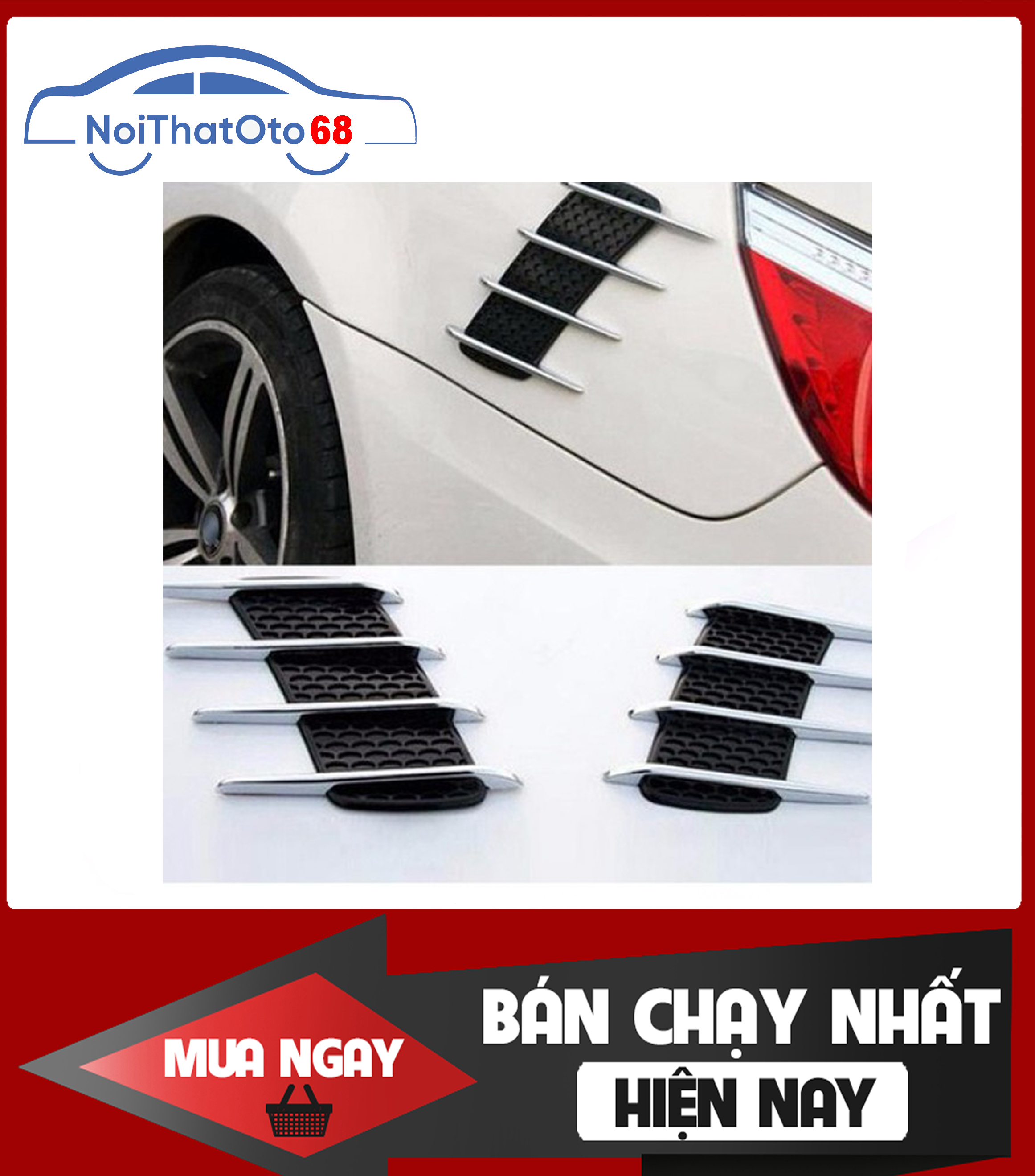 Mang cá giả hốc gió dán trang trí xe ôtô, xe hơi