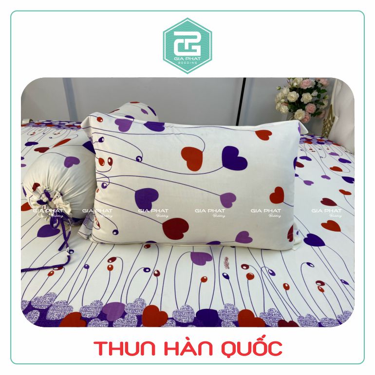 Bộ ga gối Thun Lạnh Hàn Quốc {4 món} họa tiết ( 1 ga bọc + 2 vỏ gối nằm + 1 vỏ gối ôm )