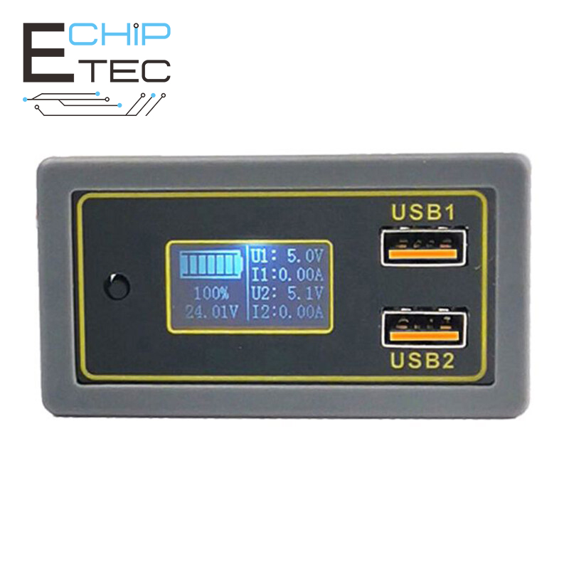 Motorcycle car dual USB digital display voltmeter battery capacity voltmeter tester suitable for DC 12V