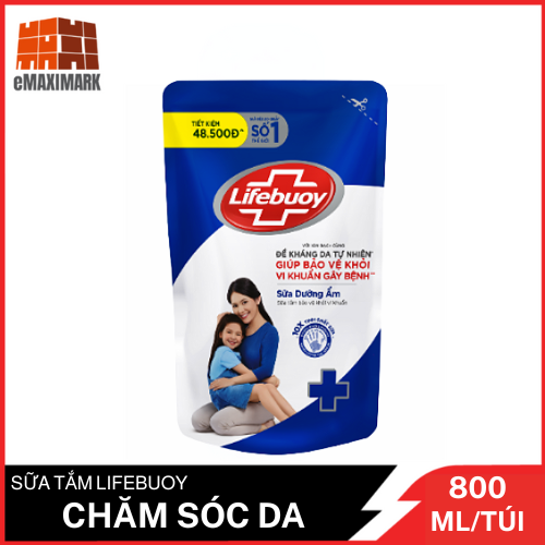 Sữa Tắm Lifebuoy Chăm Sóc Da (Xanh) Túi 800G