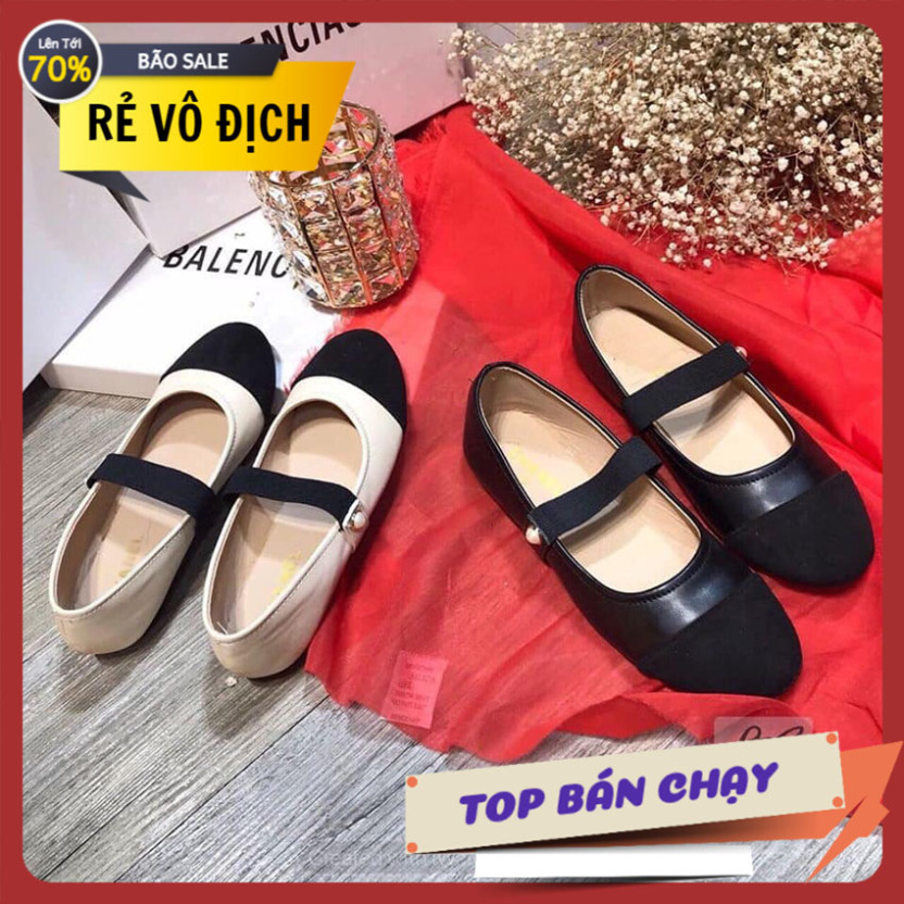 Giày nữ đế bệt đính ngọc đi em chân giá rẻ