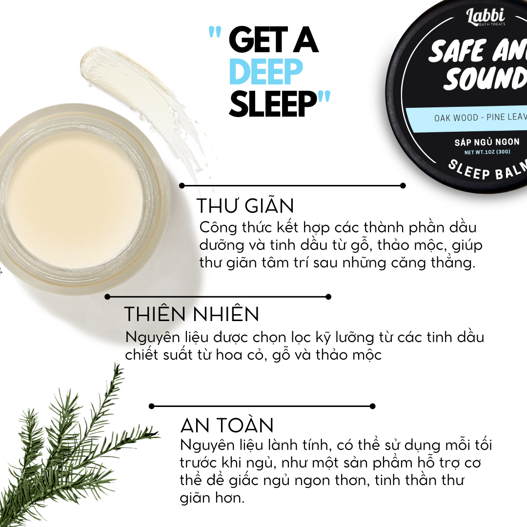 Sáp ngủ ngon SAFE AND SOUND [Labbi] Sleep Balm