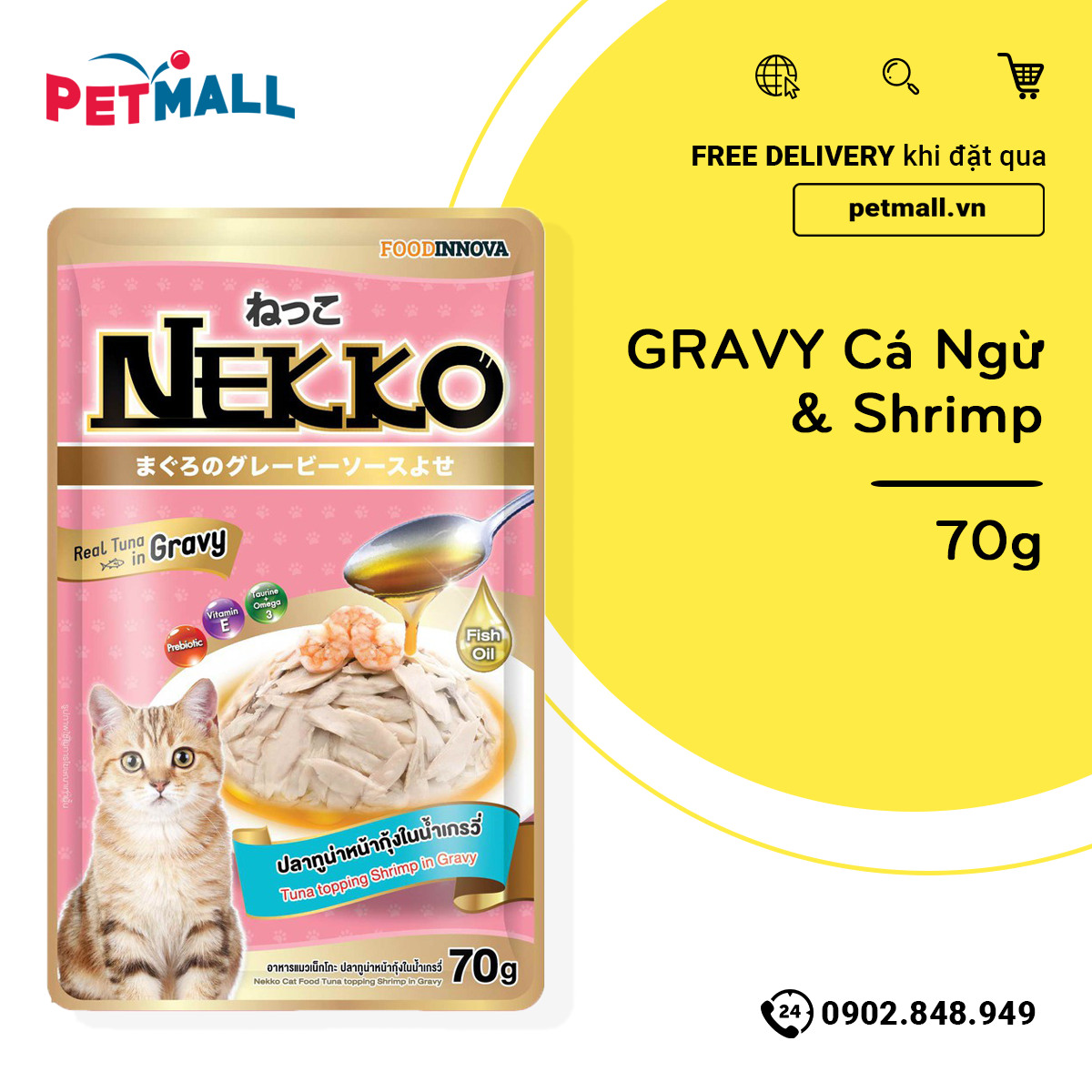 Combo 48 gói 70g - Pate mèo NEKKO Gravy - Mix vị Petmall