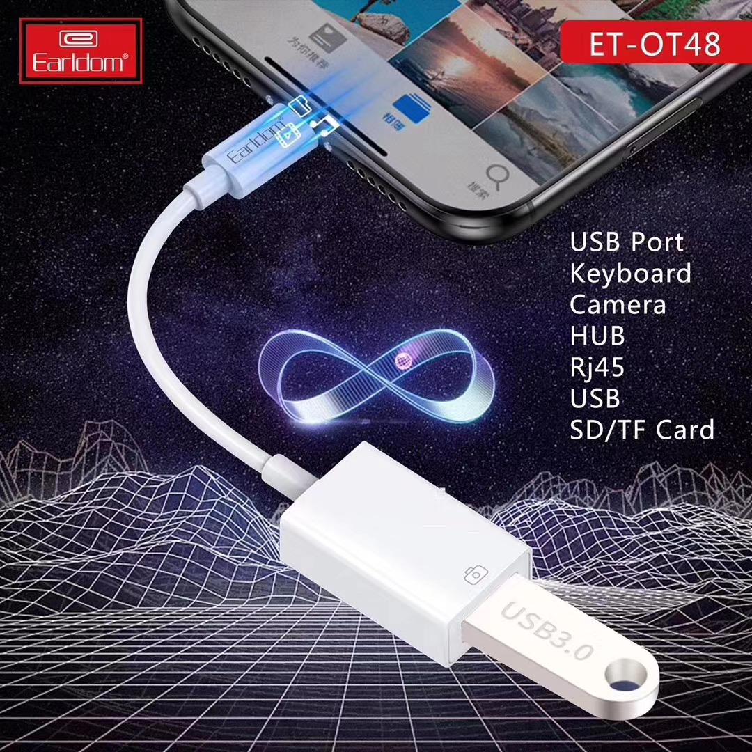 Rắc chuyển đổi Jack OTG cho Iphone, Ipad sang Usb Earldom OT48