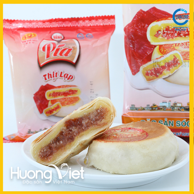 Bánh pía thịt lạp xưởng Tân Huê Viên 400g bánh pía nhân mặn đặc sản Sóc Trăng