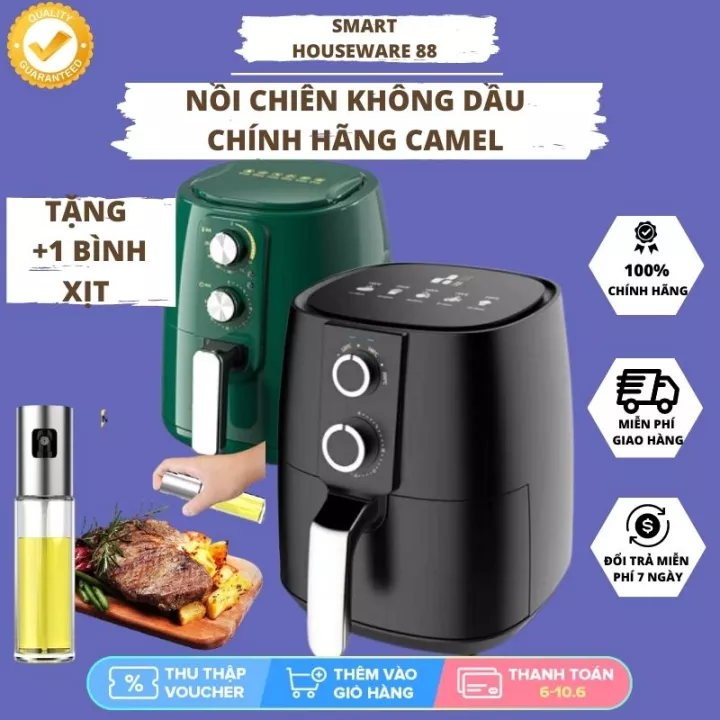 Noi Chien Không Dầu - Nồi Chiên Không Dầu Camel Hàng Chính Hãng Chất Lượng Cao Dung Tích 7 Lít Có Thể Nướng Cả 1 Con Gà Với Công Nghệ Rapid Air Làm Chín Thực Phẩm Rất Nhanh, Cực Tốt Cho Sức Khỏe, Công Suất Cực Lớn