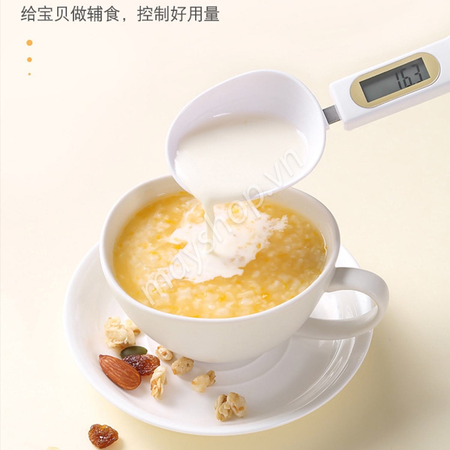 Cân điện tử dạng thìa, 1 thìa (Cân tối đa 500g, chính xác 0,1g)