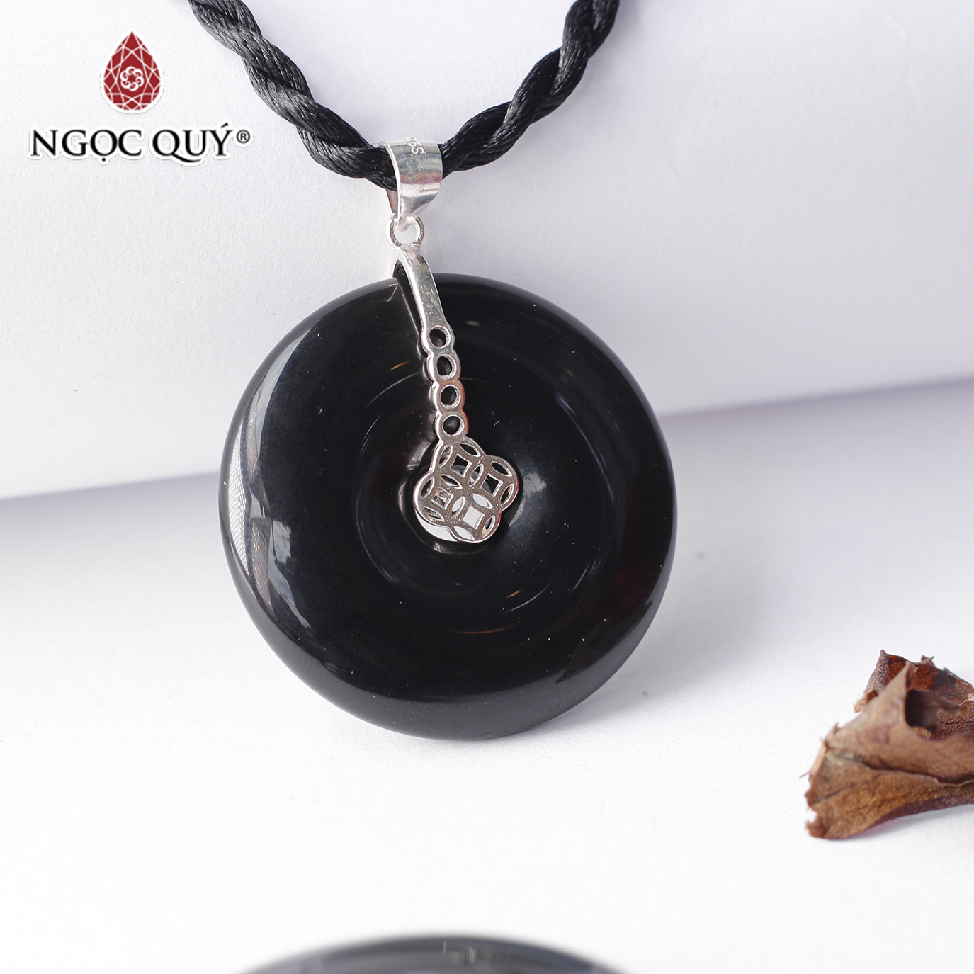 Mặt dây chuyền đồng điếu đá obsidian - Ngọc Quý Gemstones