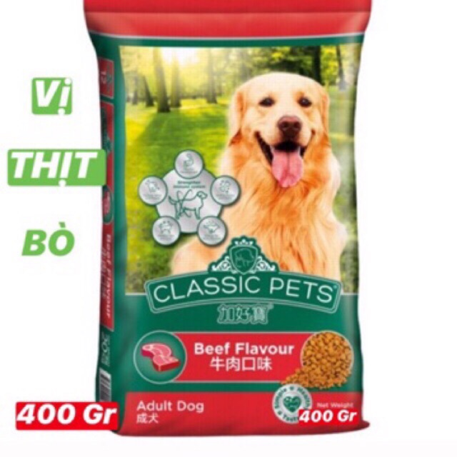 COMBO 10 GÓI THỨC ĂN DÀNH CHO CHÓ LỚN CLASIC GÓI 400GR