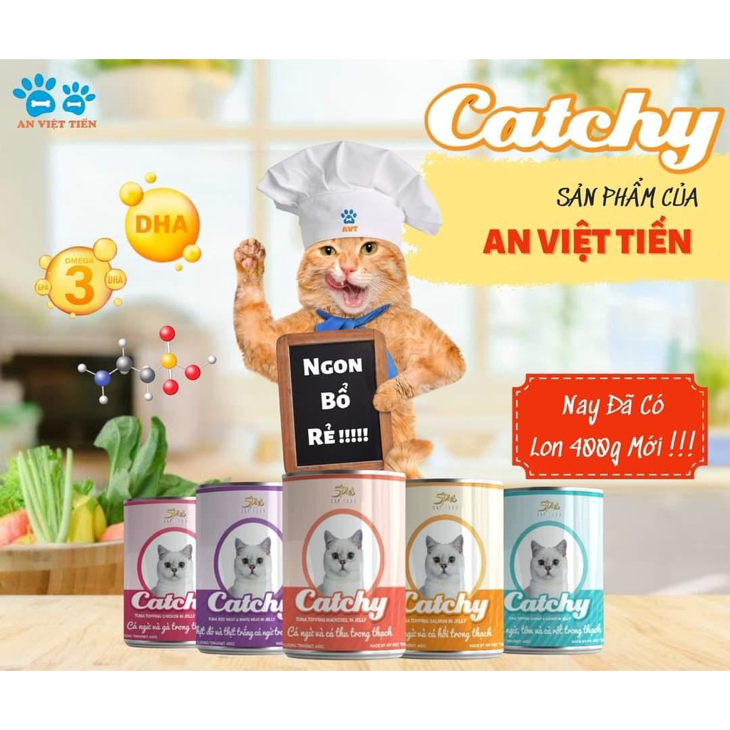 Pate catchy lon 400g dành cho mèo mọi lứa tuổi