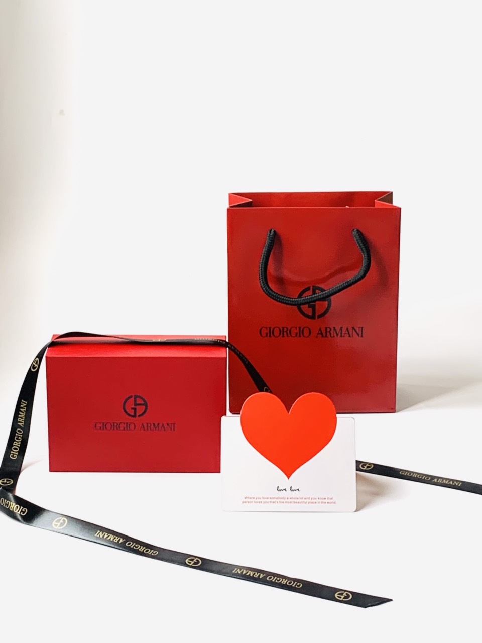 Set túi hộp đựng son Giorgio Armani (Màu đỏ)