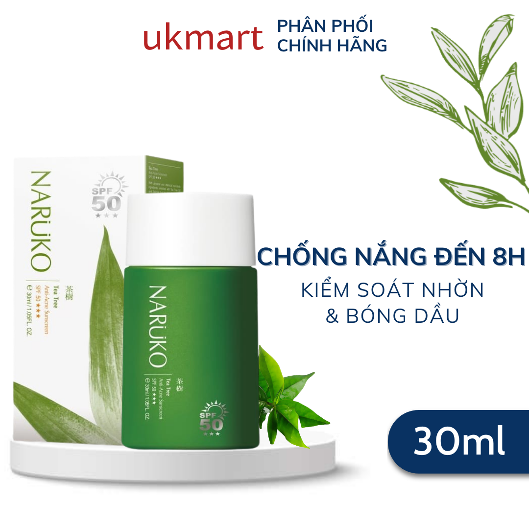 Kem chống nắng dành cho da mụn naruko tea tree anti-acne sunscreen spf50 30 ml