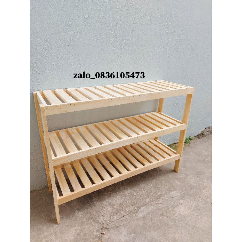 Kệ Giày Gỗ 3 Tầng Màu Gỗ Tự Nhiên, Kệ Để Giày Dép Đa Năng Decor Phòng Khách Lối Vào