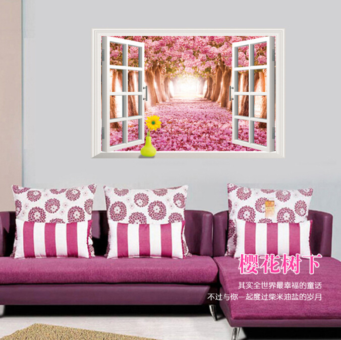 Decal dán tường cửa sổ hồng AY 9234D