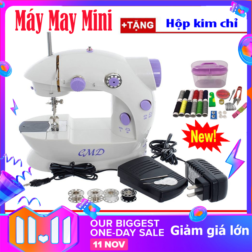 Máy may mini có vắt sổ gia đình cmd mini cao cấp khâu êm ái dễ sử dụng. máy khâu vá mini, máy may mini có đèn led, máy may mini gia đình nhỏ gọn-tiện lợi, giá cả hợp lý.