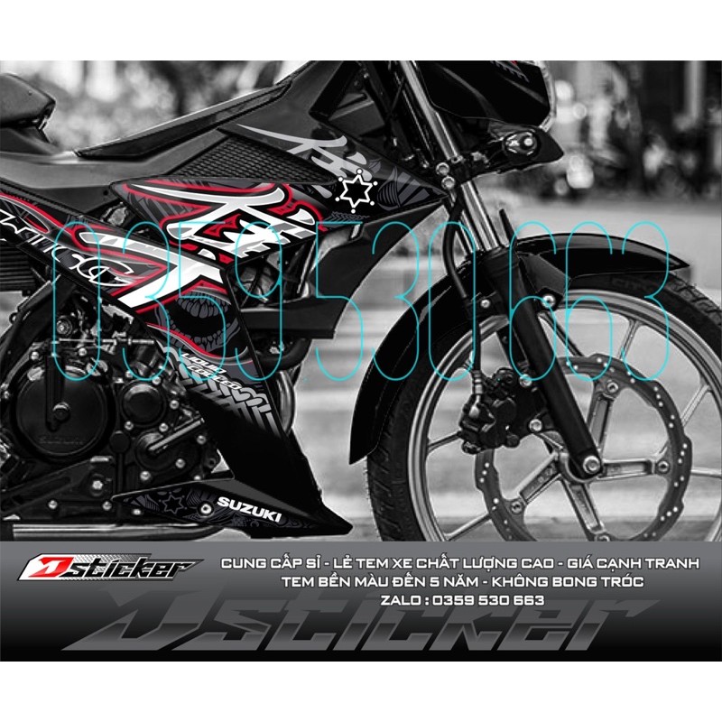 Tem rời Satria đen - mẫu Hayabusa lửa đỏ không bay màu