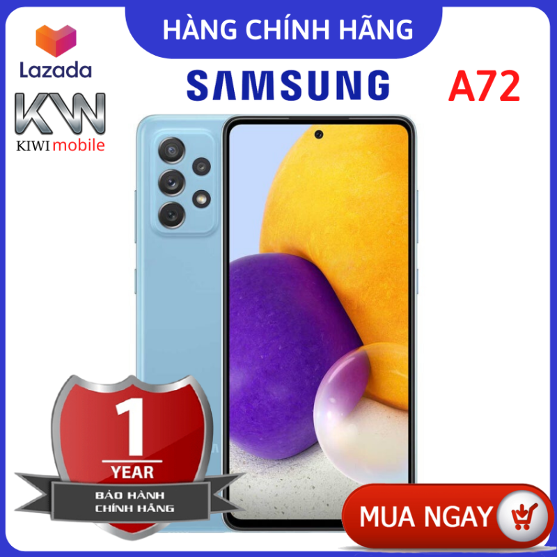 Điện thoại Samsung Galaxy A72, màn Supper Amoled hiển thị sắc nét, pin khỏe 5000mAh, chip đời cao snapdragon 720G chiến mọi loại game, camera sắc nét-hàng chính hãng-KIWI MOBILE
