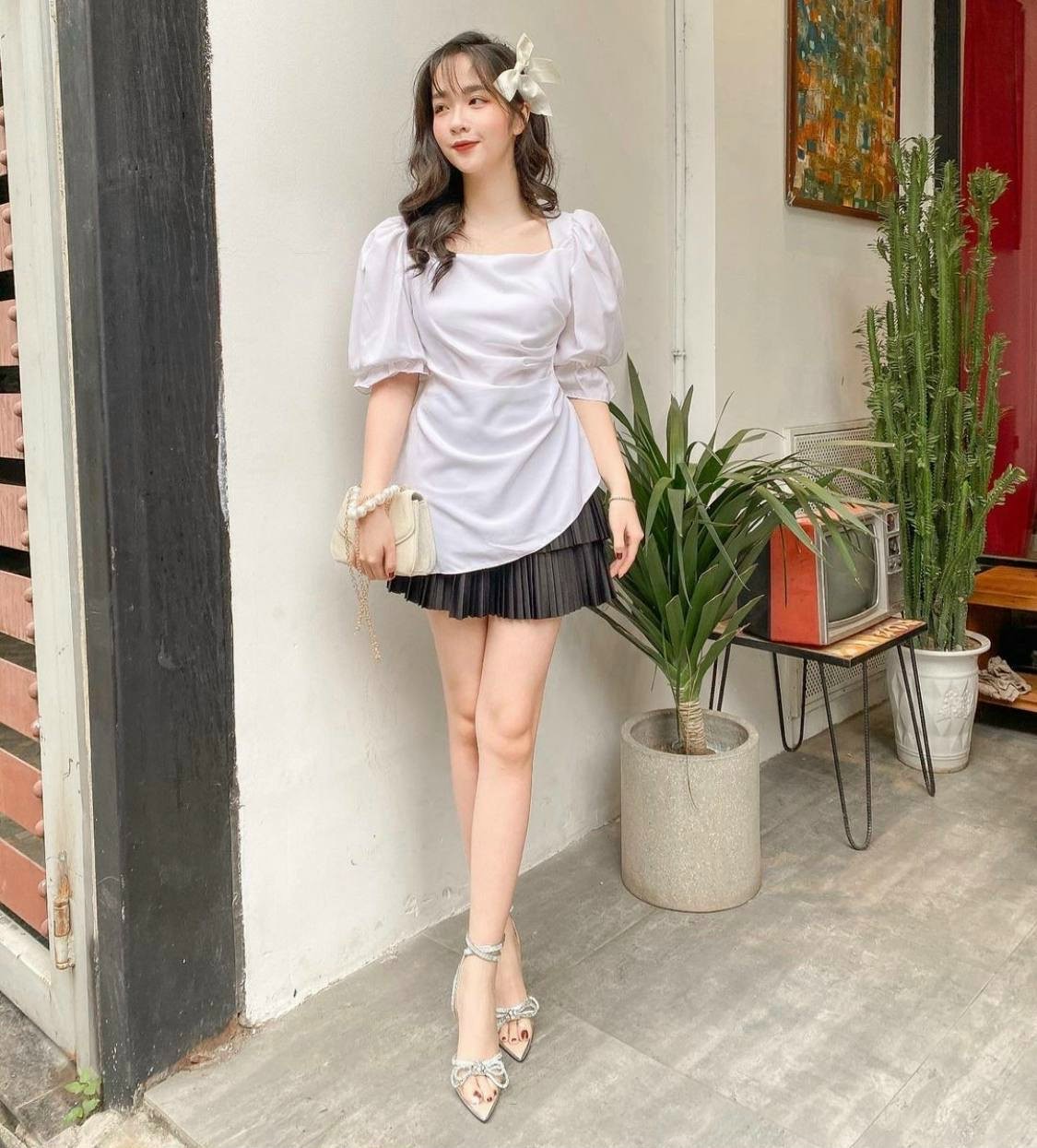 Áo Tay Phồng Vạt Xéo HIHO (TRẮNG)