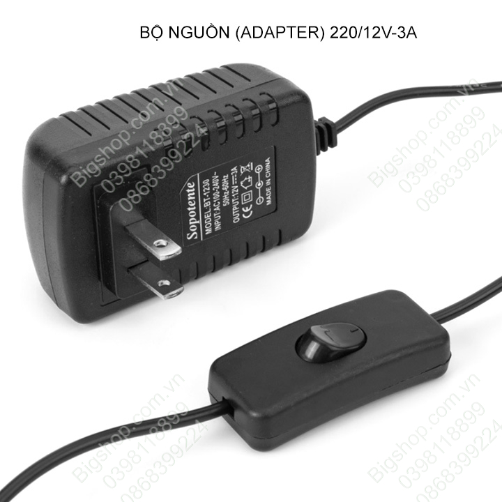 Máy bơm chìm mini 12V kèm adapter 220V/12V-3A