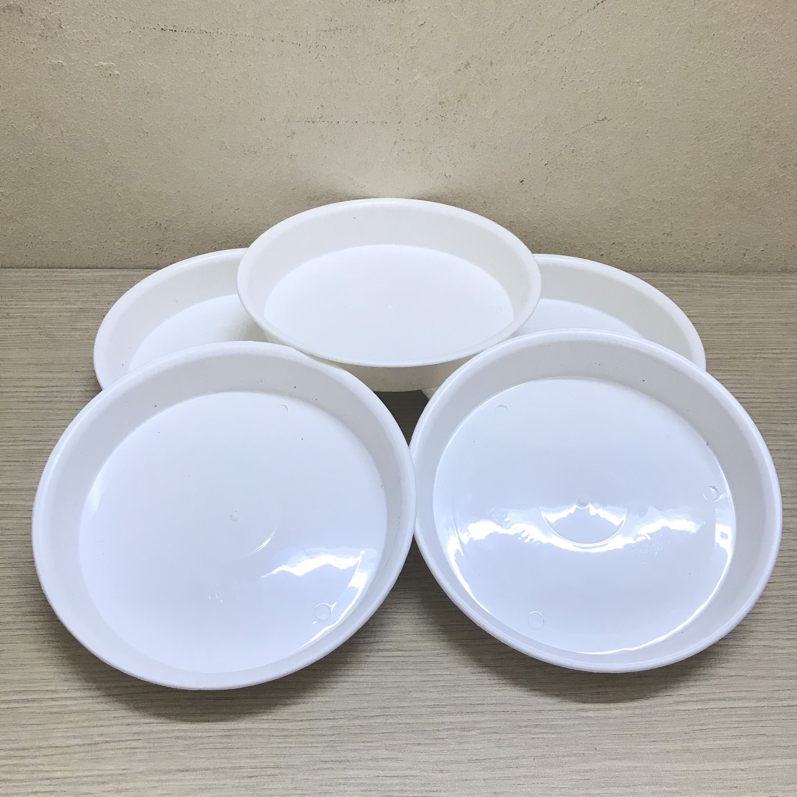 5 khay đĩa lót đế chậu d150 binh thuan plastics - màu trắng