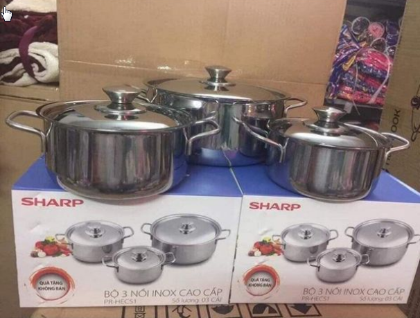 Bộ 3 nồi inox sharp dùng được cho bếp từ