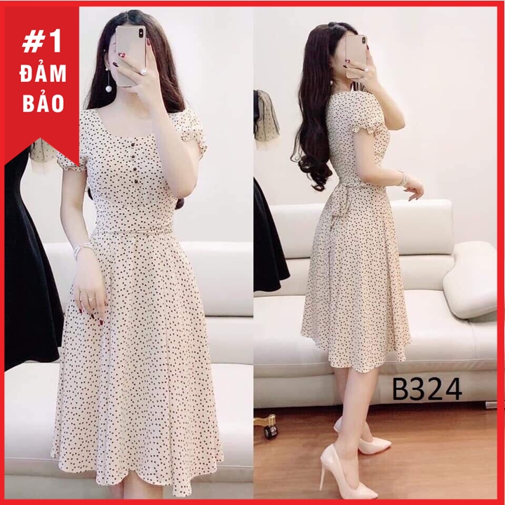 [HCM]ĐẦM CHẤM BI NHÍ NỮ TÍNH B324 ĐỦ SIZE SMLXLXXL