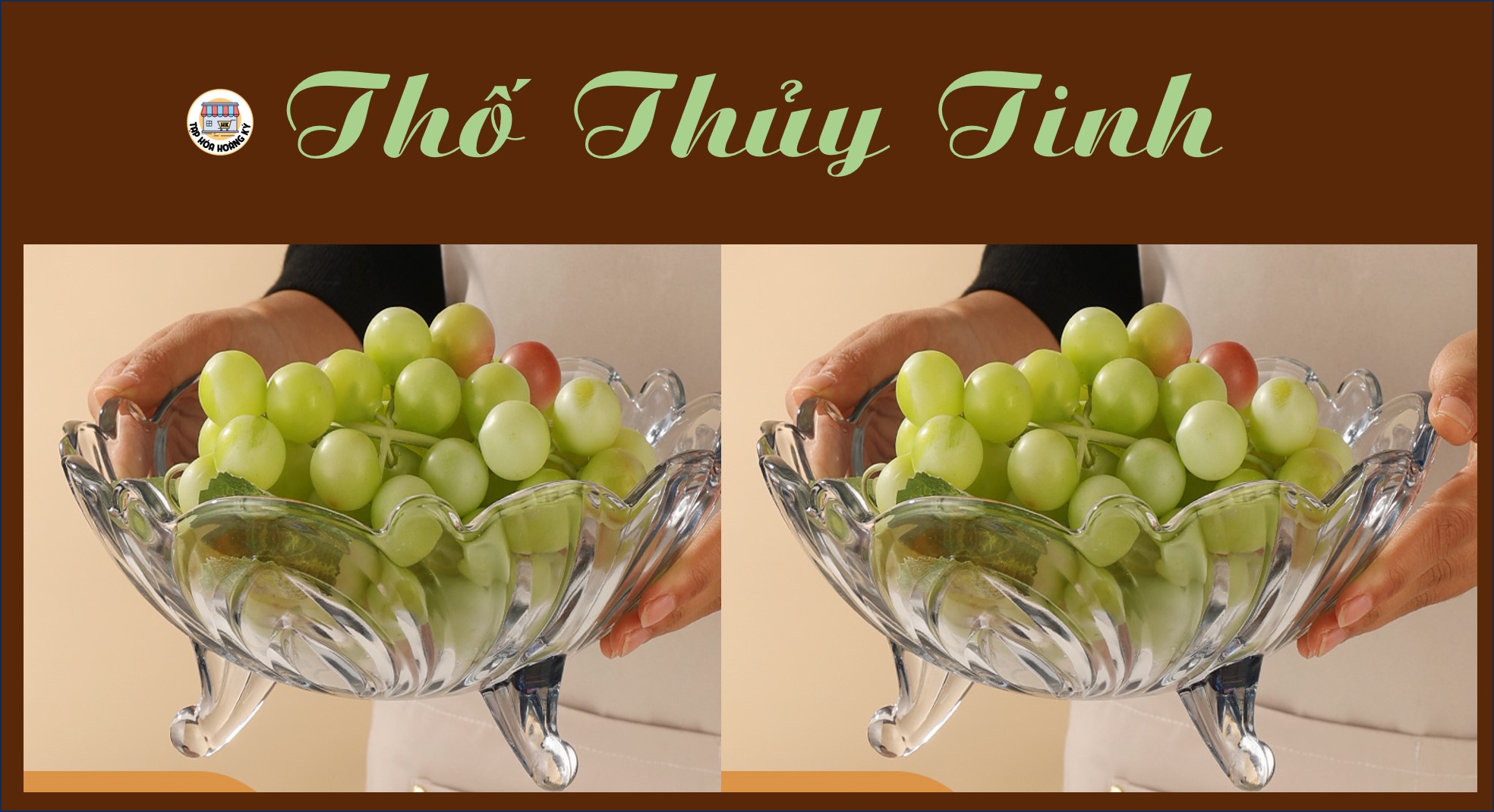 Tô thủy tinh cao cấp có chân đế - ĐK 21cm ( Đựng Rau câu, trái cây, rau củ)