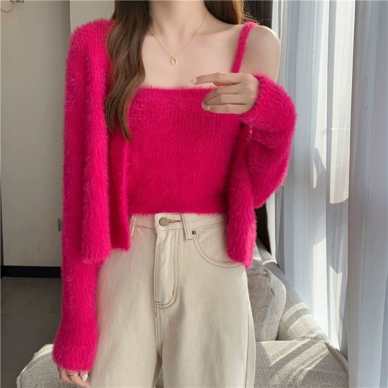 FREESHIP SET ÁO HAI DÂY LEN LÔNG CROTOP SEXY