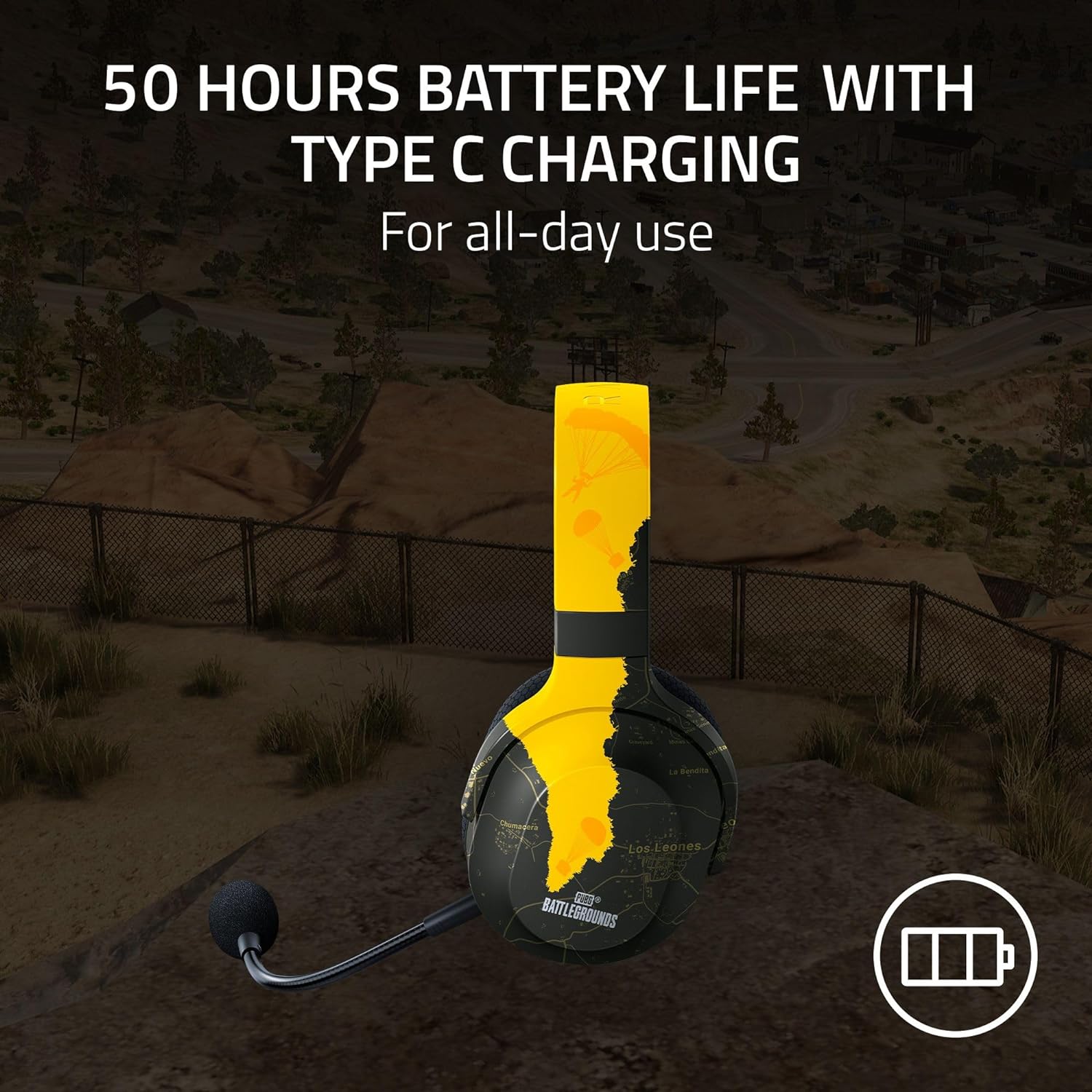 Razer Barracuda X - PUBG Edition Wireless Multi-platform Gaming and Mobile Headset (Tai nghe không dây Gaming) | 2.4GHz Wireless + Bluetooth | Lightweight | 40mm Drivers | Detachab