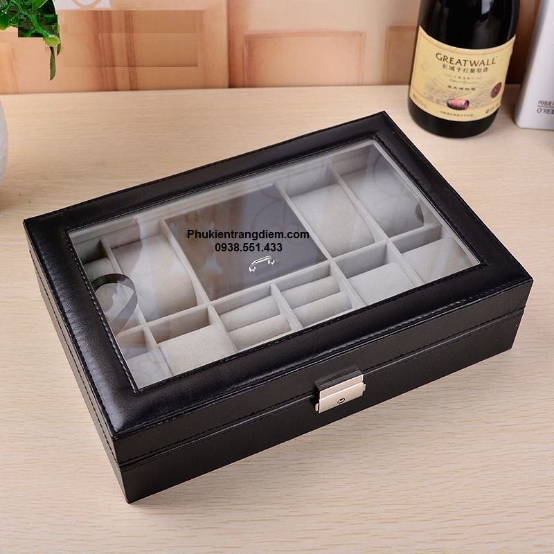 Hộp đựng đồng hồ và trang sức 8 ngăn đồng hồ