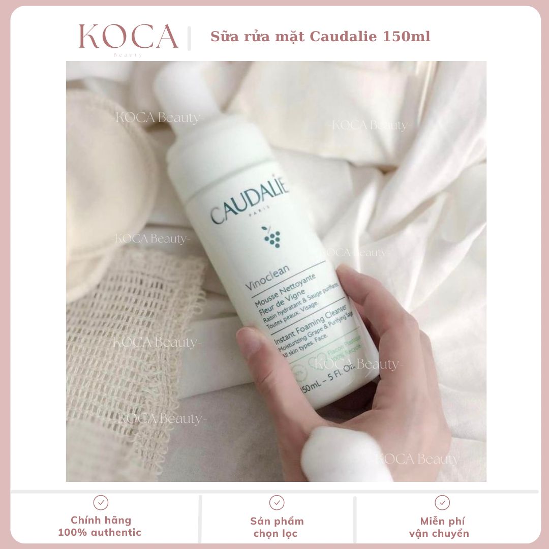 [Caudalie] 𝗦𝘂̛̃𝗮 𝗿𝘂̛̉𝗮 𝗺𝗮̣̆𝘁 𝗖𝗮𝘂𝗱𝗮𝗹𝗶𝗲 𝟭𝟱𝟬𝗺𝗹 Vinoclean Mousse tạo bọt