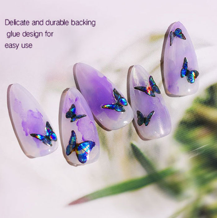[HCM]Sticker nail 3D bướm phát sáng đổi màu