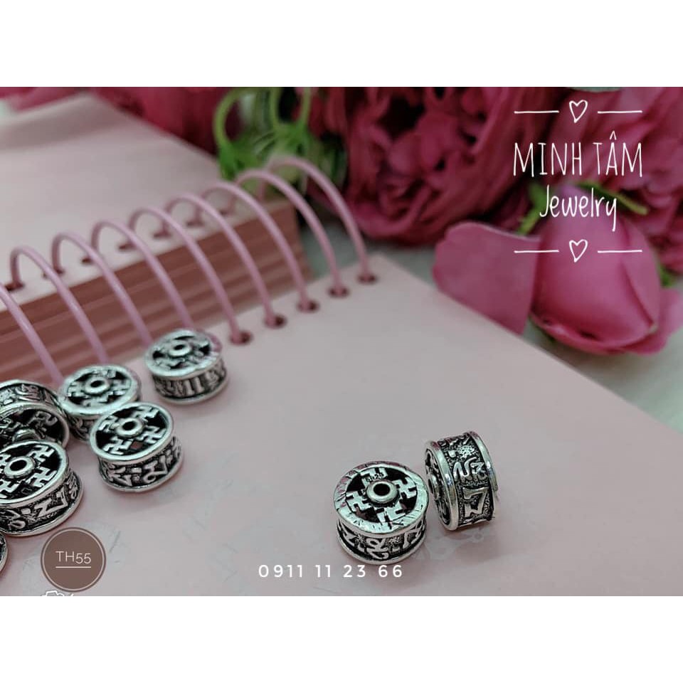 Charm lu thống khắc chữ vạn bạc S925
