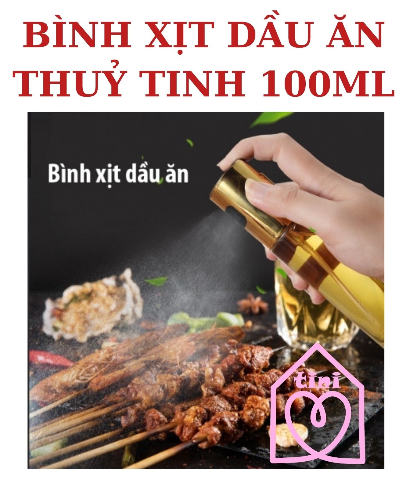 [HOT][RẺ-LẠ] BÌNH XỊT DẦU ĂN THUỶ TINH 100ML NEW chai xịt dầu ăn PHUN SƯƠNG 100ml TIỆN LỢI, chai xịt dầu thủy tinh nắp inox, lọ xịt gia vị TIẾT KIỆM chai xịt phun sương ĐA NĂNG dùng cho Nồi Chiên Salad Nướng BBQ TINI SHOP HCM