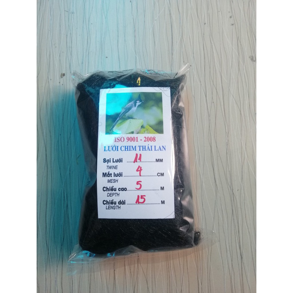 Lưới Bẫy Chim Thái Lan Tổng Hợp Mắt Lưới 4cm, Cao 5m, Chiều Dài Tùy Chọn