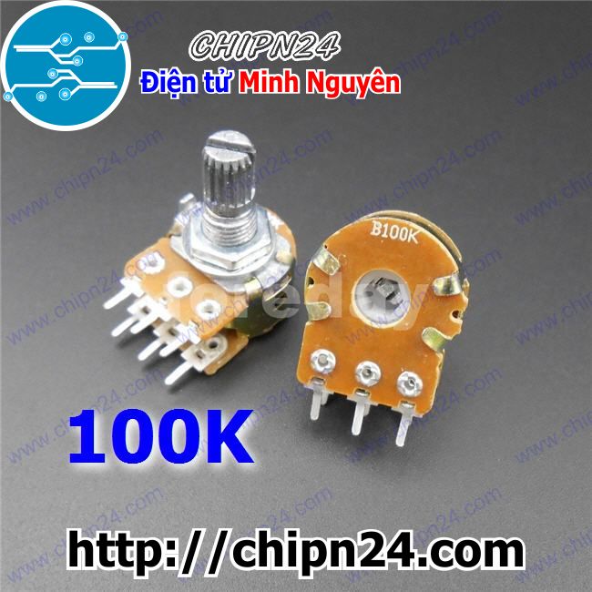 [3 cái] (F34) Biến trở Volume Đôi 100K WH148 (B104 104 6 chân)