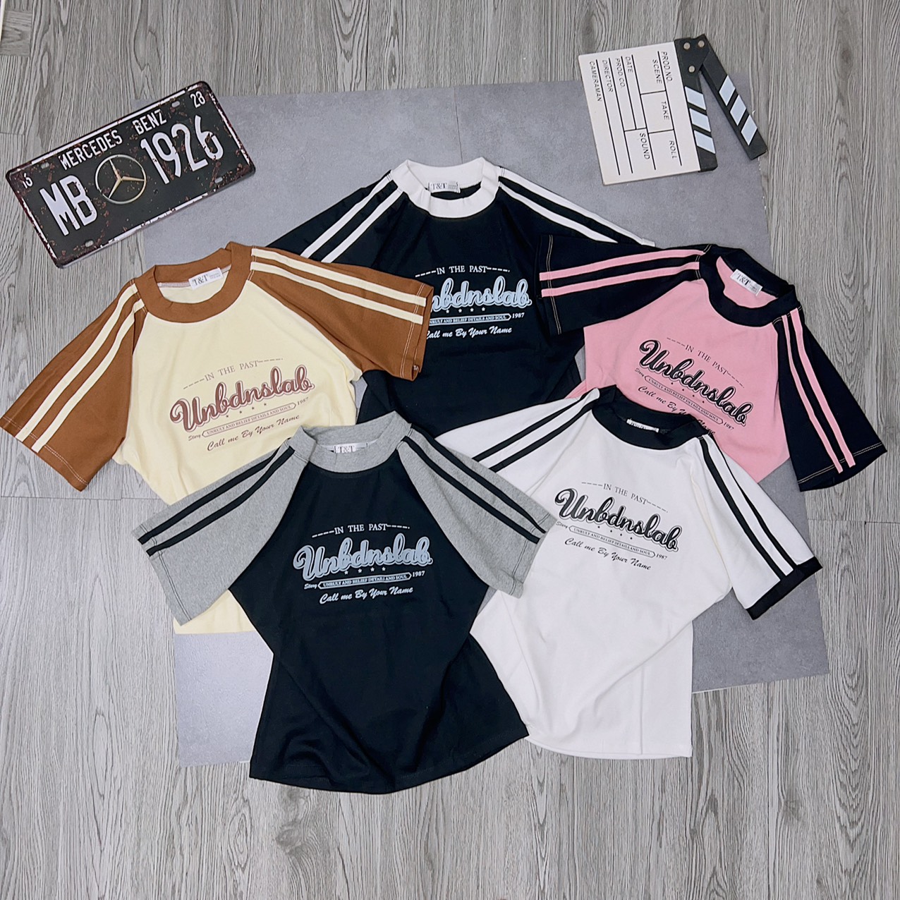 Áo thun dáng ôm nhẹ babytee sọc vai tay phối ( mã Unbd )