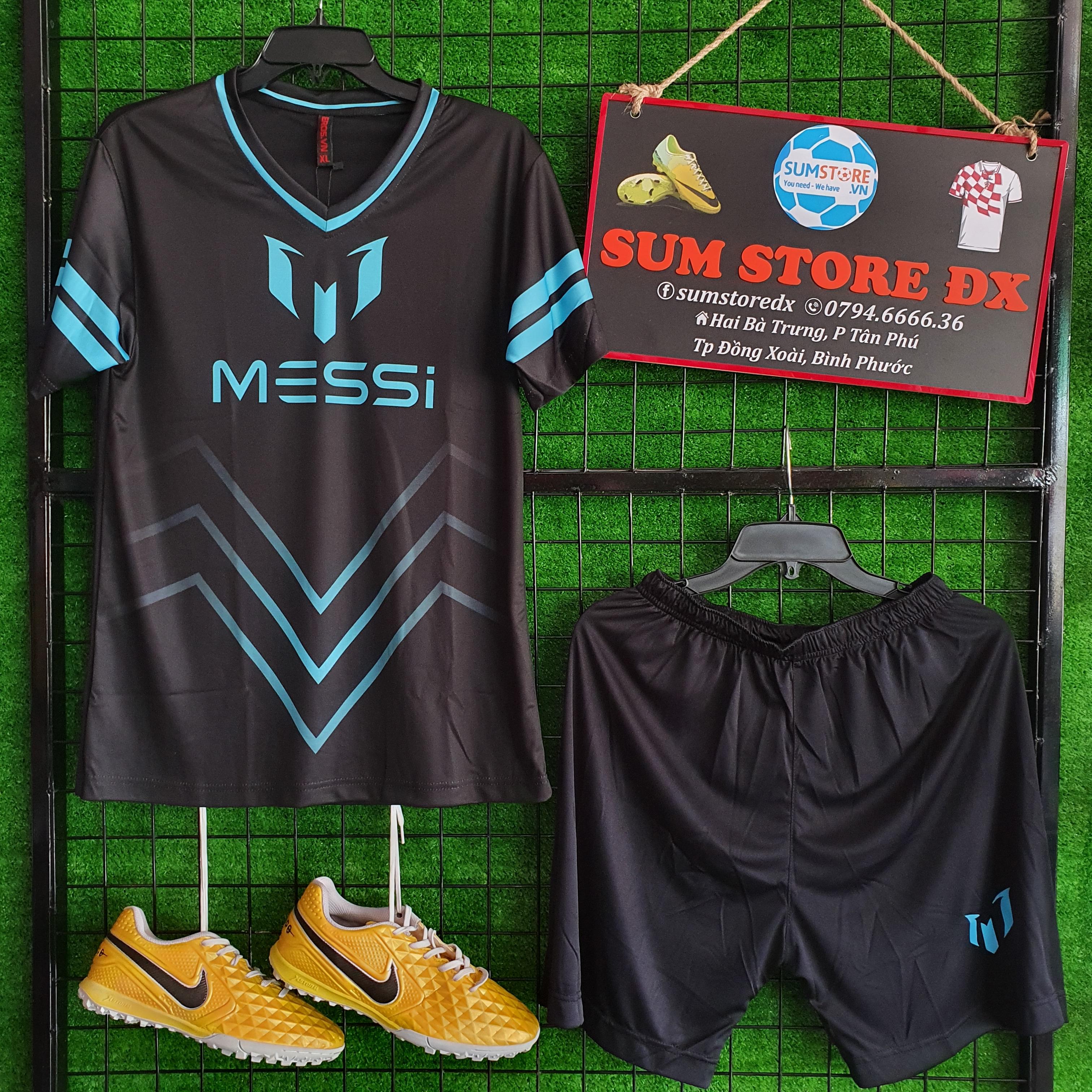 Bộ Đồ Đá Banh –  Áo Bóng Đá Messi Đen