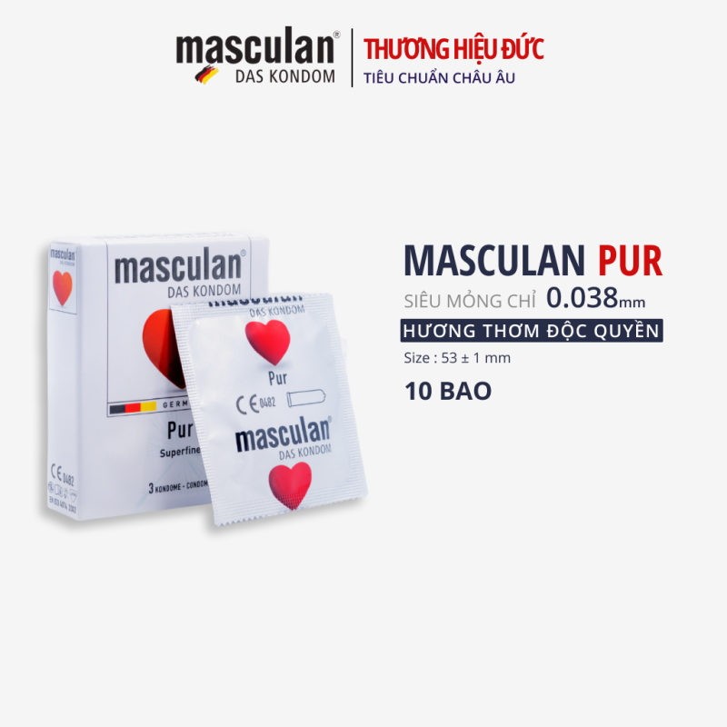 Hộp 3 Cái Bao cao su Masculan Pur Superfine Siêu Mỏng, Cao Cấp, Bao Cao Su Masculan Không Mùi Cao Su, bán chạy nhất tại Đức