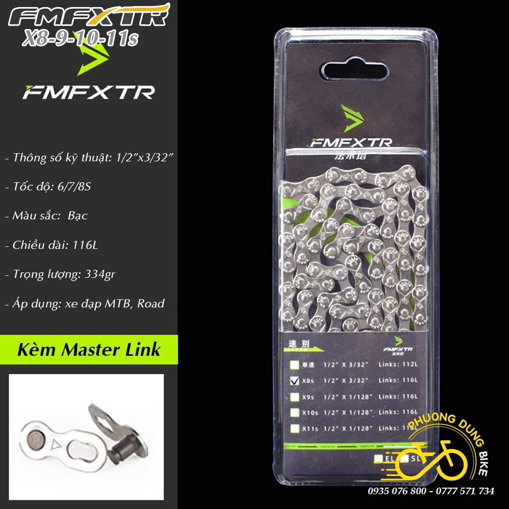 Xích sên xe đạp 6 7 8 9 10 11 fmfxtr x8 x9 x10 x11 speed